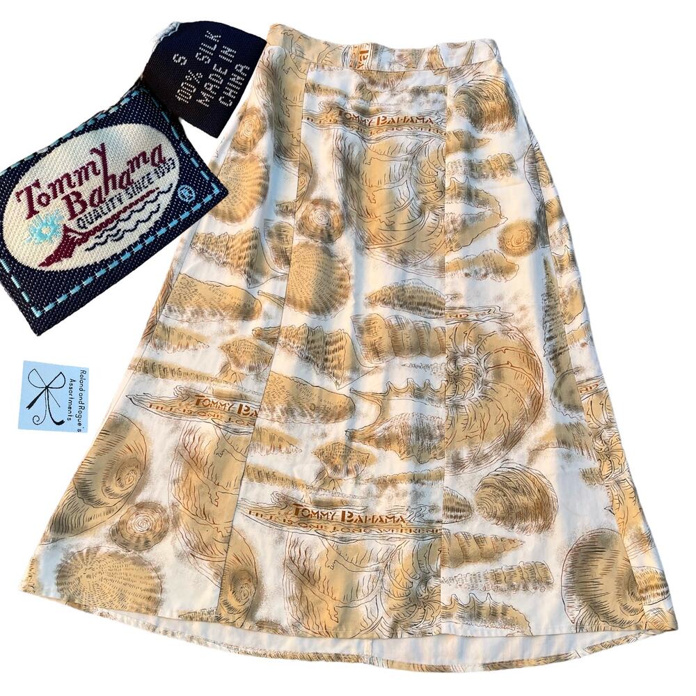 Tommy Bahama 100% Silk Vacation Mode Seashell Skirt Sz S